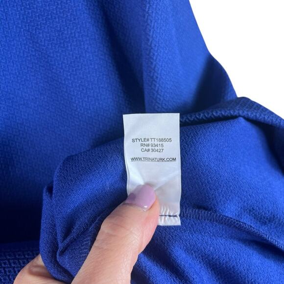 Trina Turk | NWT Gigi Open Shoulder Choker Cocktail Dress Y2K Gossip Girl Blue 8 - Picture 5 of 11